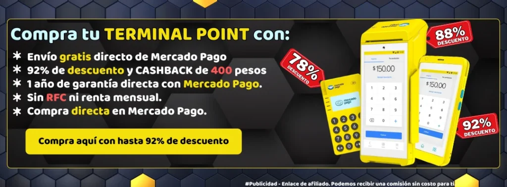 Terminales Point de Mercado Pago afiliados con 92% de descuento