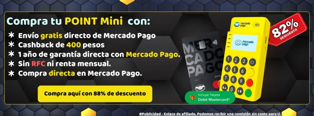 Terminales Point mini de Mercado Pago afiliados con 82% de descuento